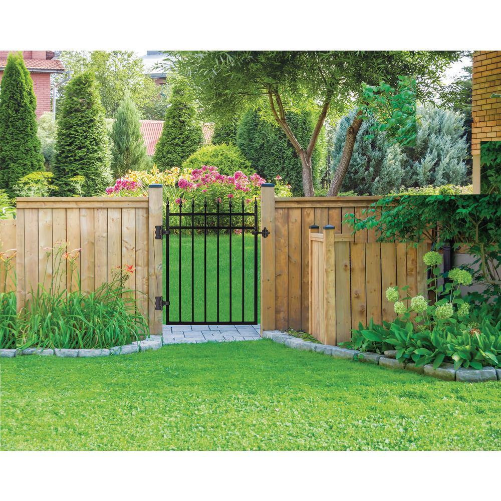 Black Iron Security Gate with Pointed Pickets, 46" x 33"