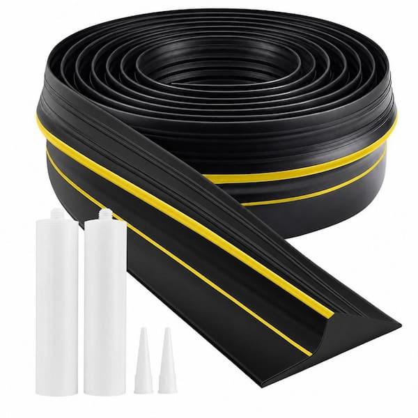 Yellow Rubber Garage Door Threshold Seal Strip, 20 ft. Universal Waterproof Weather Stripping Bottom Door Sealing Kit