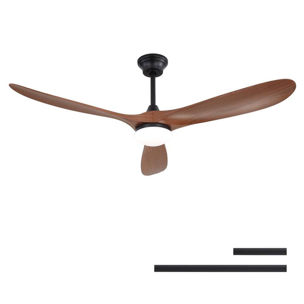 60 in. Black Downrod Mount Standard LED Indoor Ceiling Fan Included Remote Control and Dimmable LED, Brown Blades price history on PriceWatchPro