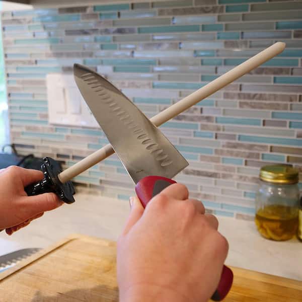  Ceramic Honing Rod - Knife Honer with Safety Guard