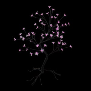 25 in. Pink LED Lighted Japanese Sakura Blossom Flower Artificial Tree