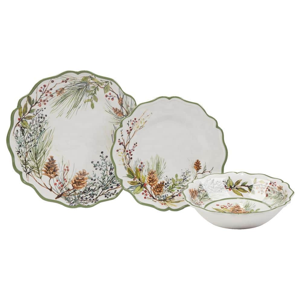 Perlette Red 12-Piece Melamine Holiday Dinnerware Set