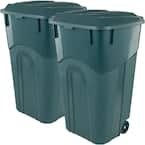 32 gal. Wheeled Outdoor Garbage Can with Lid, Eco Green (2-Pack)