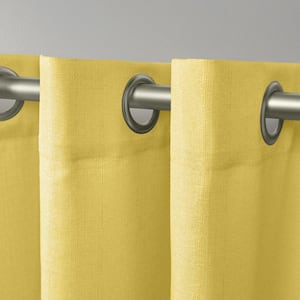 Loha Sunbath Yellow Solid Light Filtering Grommet Top Straight Valance, 54 in. W x 18 in. L