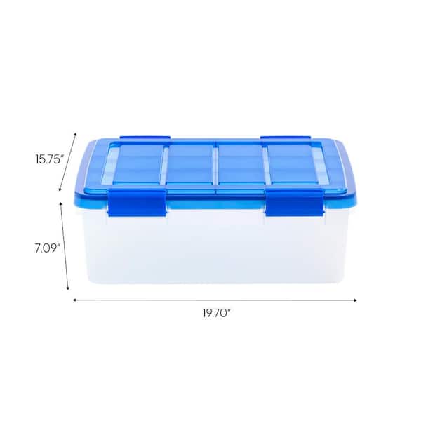 Hefty 6.5-qt Clear Storage Bin with Blue Lid, 8 Pack