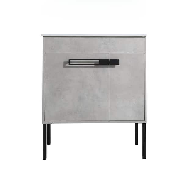 Unbranded 30 in. W Freestanding or Floating Bath Vanity Cabinet without Top in Gray with Shelf and Door, for Bathroom