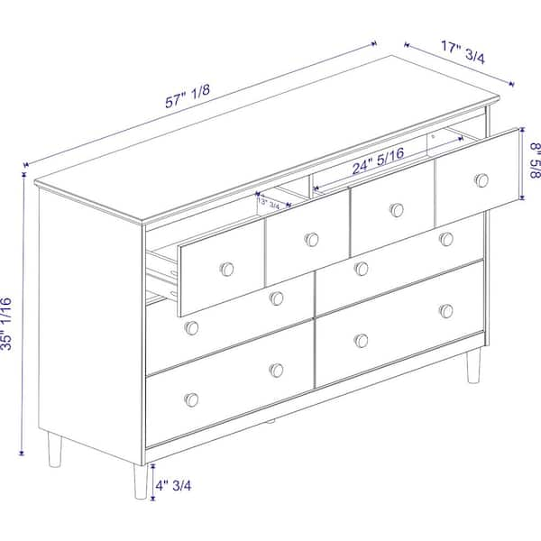 Walker Edison Furniture Company Classic Mid Century Modern 6-Drawer White  Solid Wood Dresser HDR6DDDRWH - The Home Depot