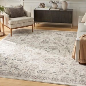 Renewed Ivory Multicolor 9 ft. x 12 ft. Distressed Traditional Area Rug