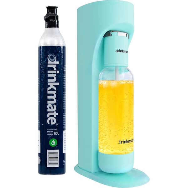 DrinkMate OmniFizz Artic Blue Sparkling Water and Soda Maker Machine with 60 L CO2 Cartridge and 1L Re-Usable Bottle