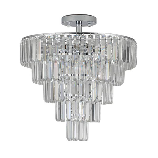 Tatahance 10-Light Chrome Modern Style Crystal Ceiling Chandelier for Living Room with no bulbs included