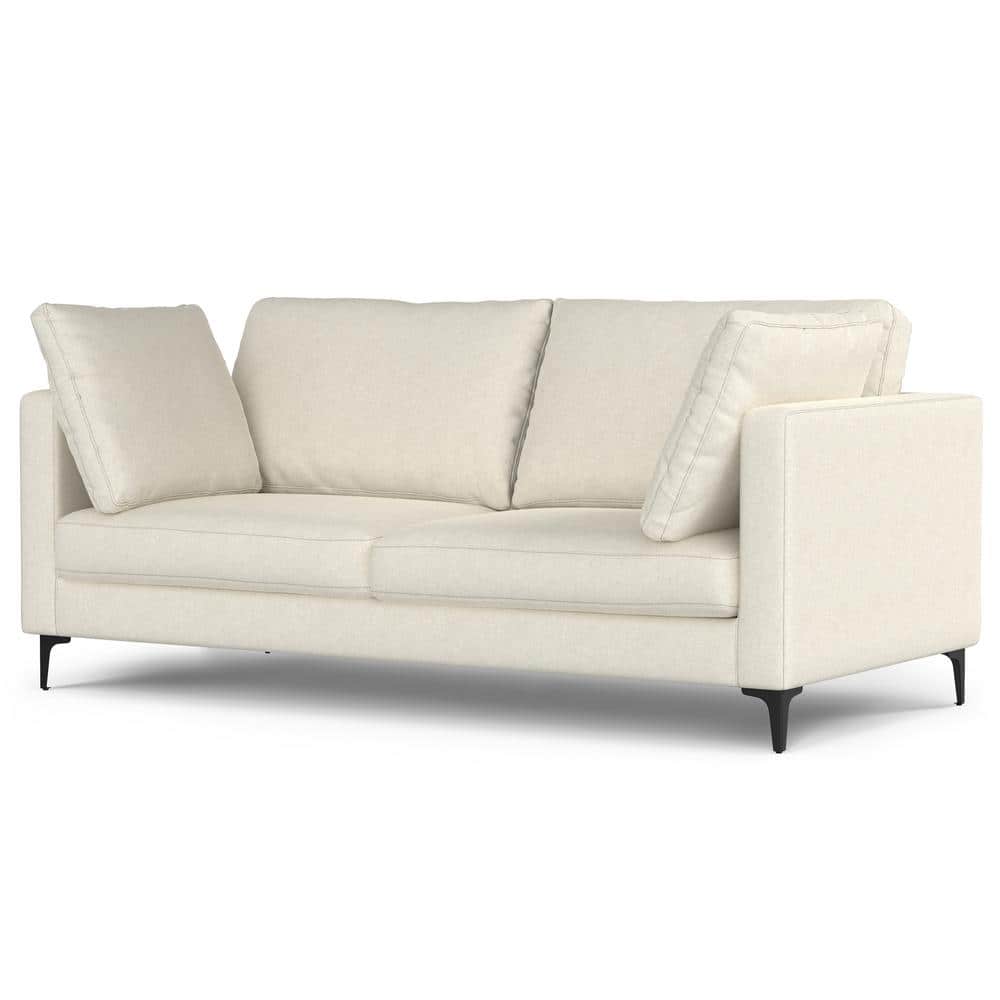 Ava 76'' Cream Upholstered Mid-Century Modern Sofa