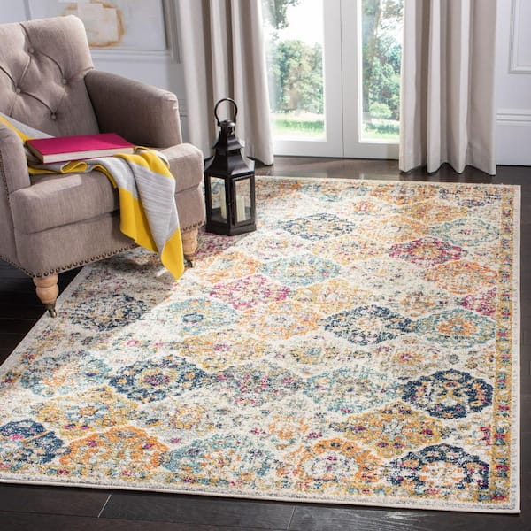 Madison Cream/Multi Doormat 3 ft. x 5 ft. Border Distressed Floral Area Rug