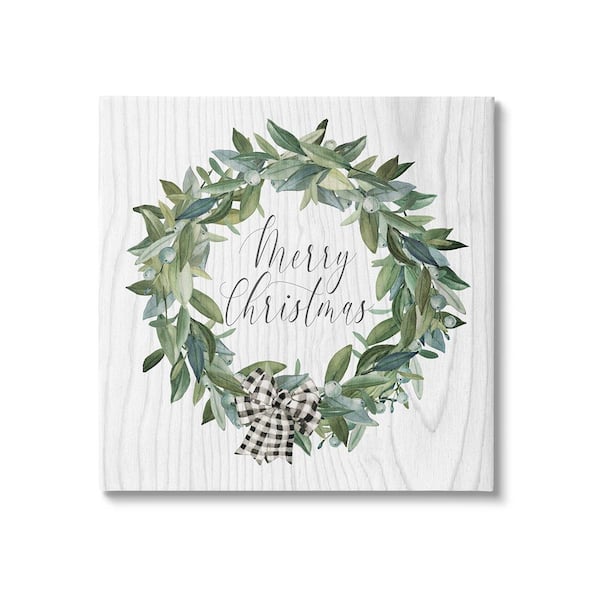 Stupell Industries Tartan Bow Wreath byCarol Robinson 1 Piece Unframed Graphic Print Typography Poster Art Print 17 in. x 17 in.