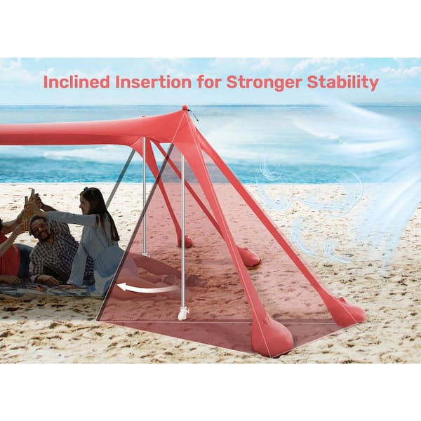 Spmou Beach Tent, 10 ft. x 10 ft. Pink Camping Canopy Shade