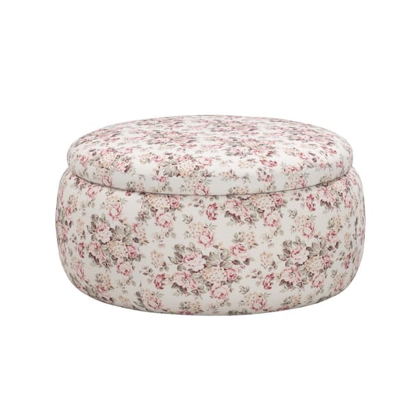 Rustic Manor Brayleigh Cluster Red Ottoman Upholstered Linen