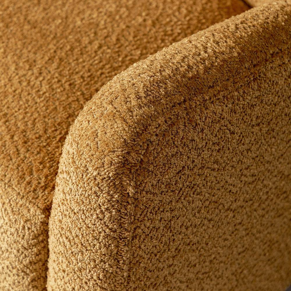 Camel Chenille Upholstered Swivel Barrel Accent Chair