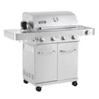 4-Burner Propane Gas Grill in Stainless with LED Controls, Side Burner and Rotisserie Kit