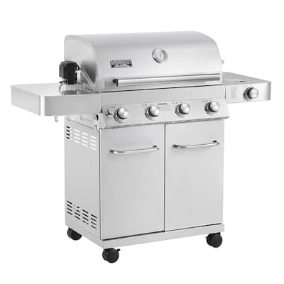 Monument Grills 4-Burner Propane Gas Grill in Stainless Steel with LED ...
