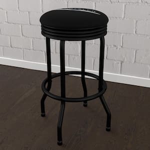 Chrysler Logo 29 in. Black Backless Metal Bar Stool with Vinyl Seat