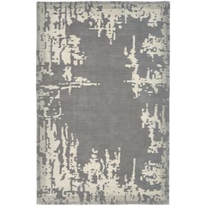 Symmetry Grey/Beige 5 ft. x 8 ft. Distressed Contemporary Area Rug