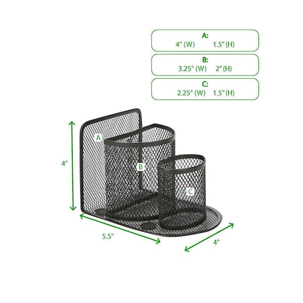 Mind Reader Desk Organizer, Pencil Cup Organizer, Office Supplies Storage  Organizer, Sticky Notes, Index Cards, Black JOEORG-BLK - The Home Depot