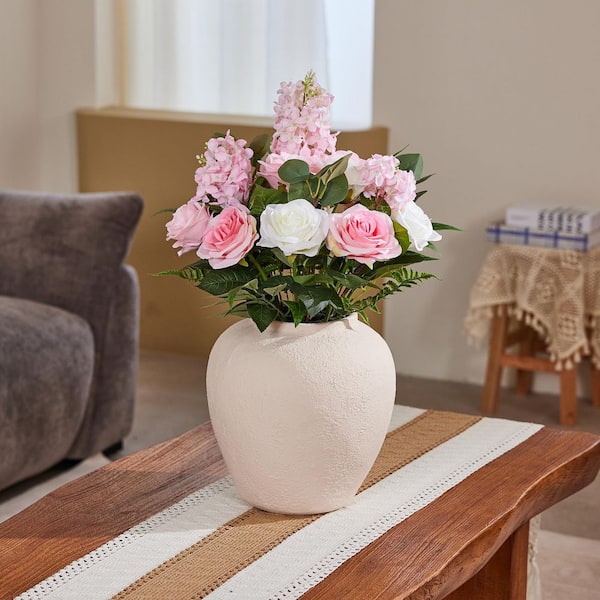 DR.Planzen 24in.Faux Silk Artificial Pink Rose Flowers UV