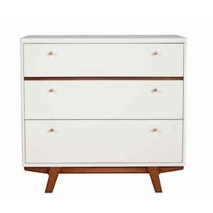 18 in. White and Brown 3-Drawer Wooden Chest of Drawers