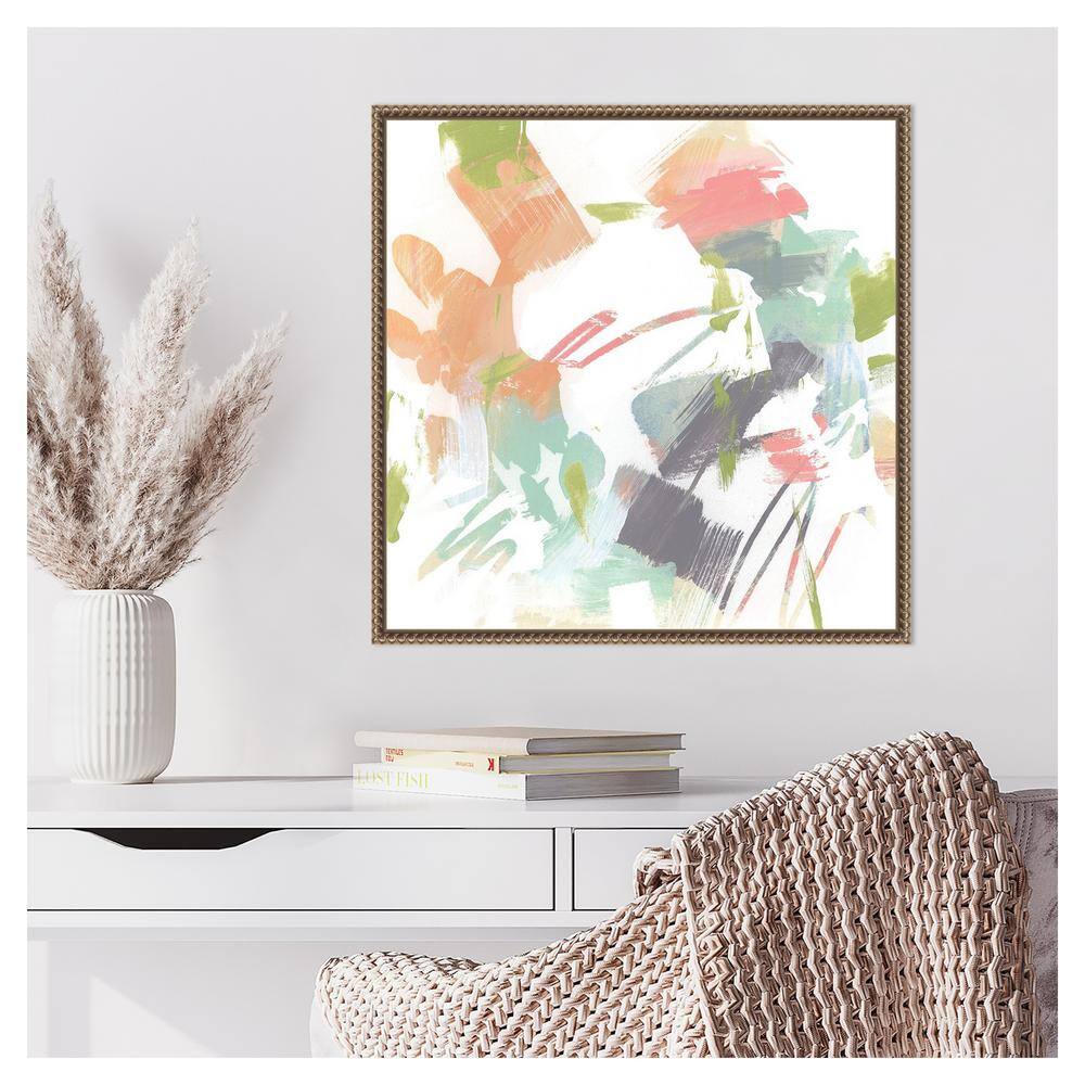 Capricho II Abstract Pastel Brushstrokes Canvas Art with Bronze Frame