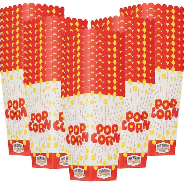 Popcorn Boxes 50-Pack Disposable Paper Popcorn Containers 46 oz. Capacity Wax-Free Popcorn Boxes