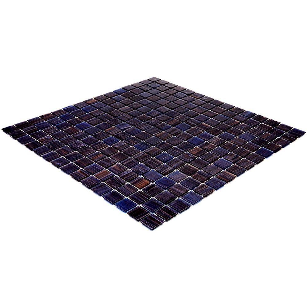 Celestial Deep Indigo Blue Iridescent Glass Mosaic Tile