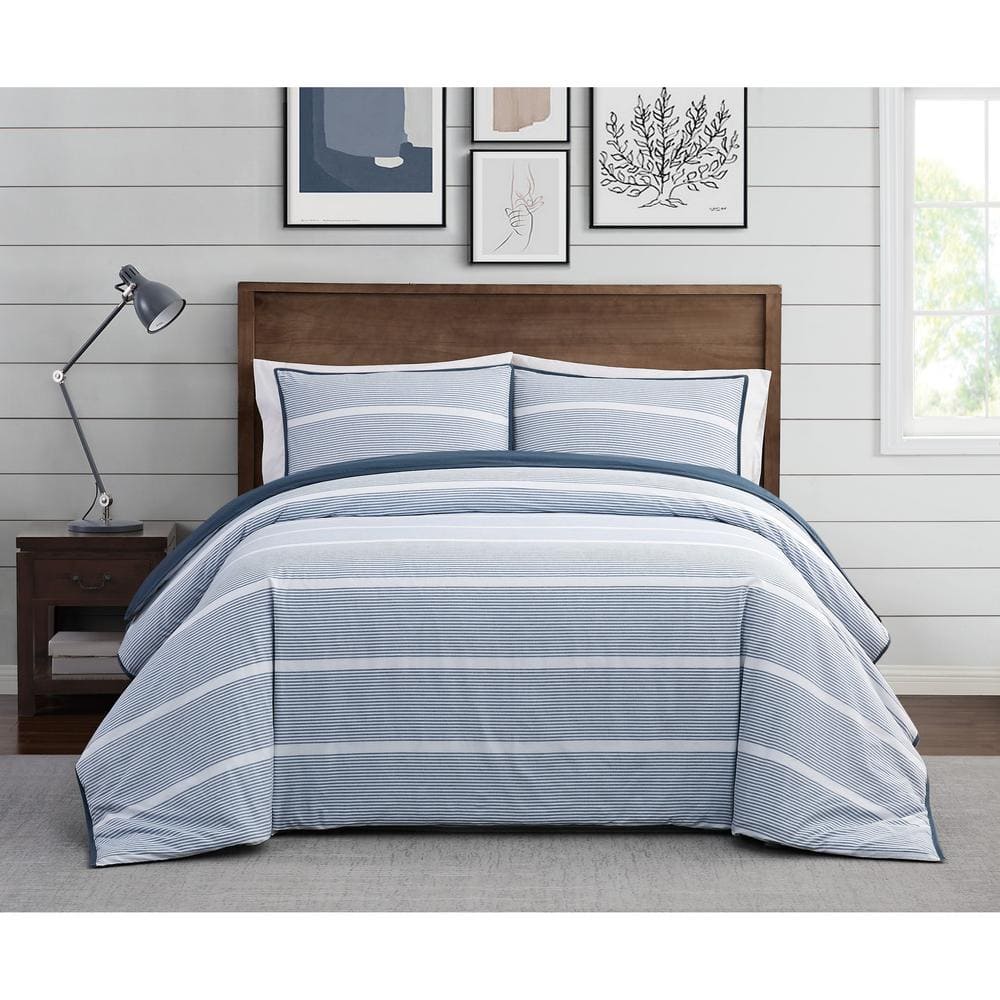 Niari Yarn Dye 3-Piece Blue Stripe Cotton Full/Queen Comforter Set price history on PriceWatchPro