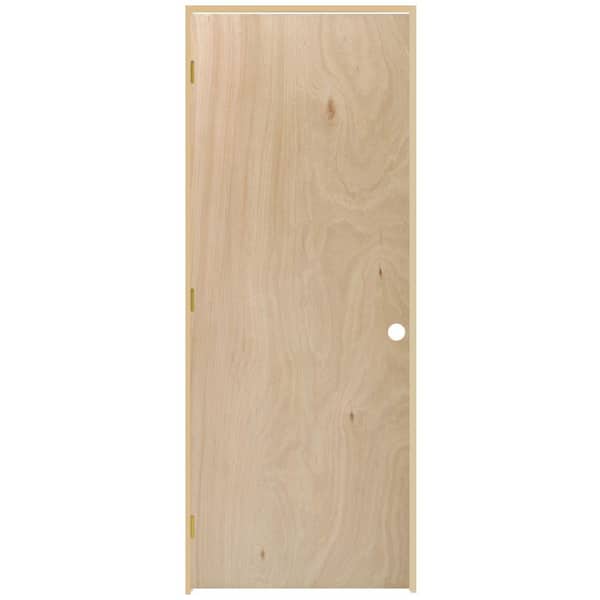Steves & Sons Flush 18 in. x 80 in. Right-Hand Hollow Core Unfinished Hardwood SJ Single Prehung Interior Door