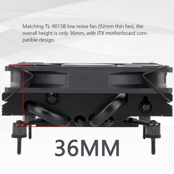 Lukyamzn AXP90 X36 Black Low Profile CPU Cooler 92mm Slim PWM Fan
