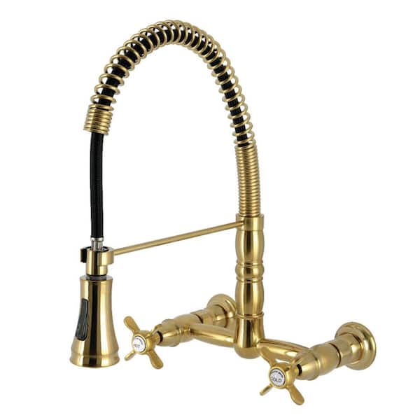 Essex 2-Handle Pull Down Sprayer Kitchen Faucet in Brushed Brass