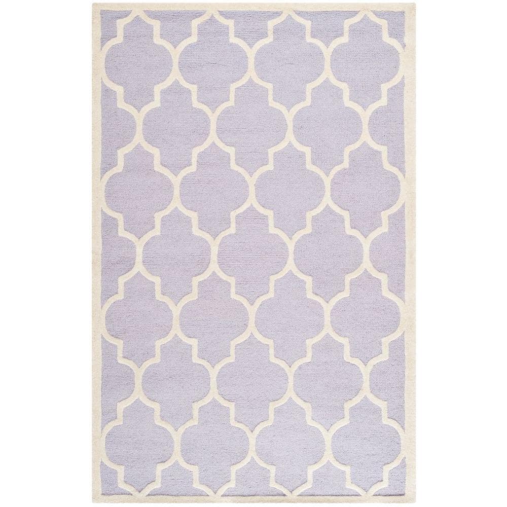 SAFAVIEH Cambridge Lavender/Ivory 5 ft. x 8 ft. Border Geometric Trellis Area Rug CAM134C5