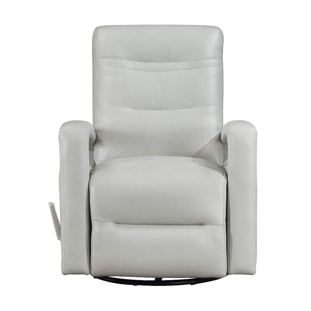 Gray Faux Leather Swivel Recliner with Tufted Back