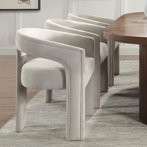 Acme Furniture Gamarya White Chenille Chenille Side Chair Set of 2