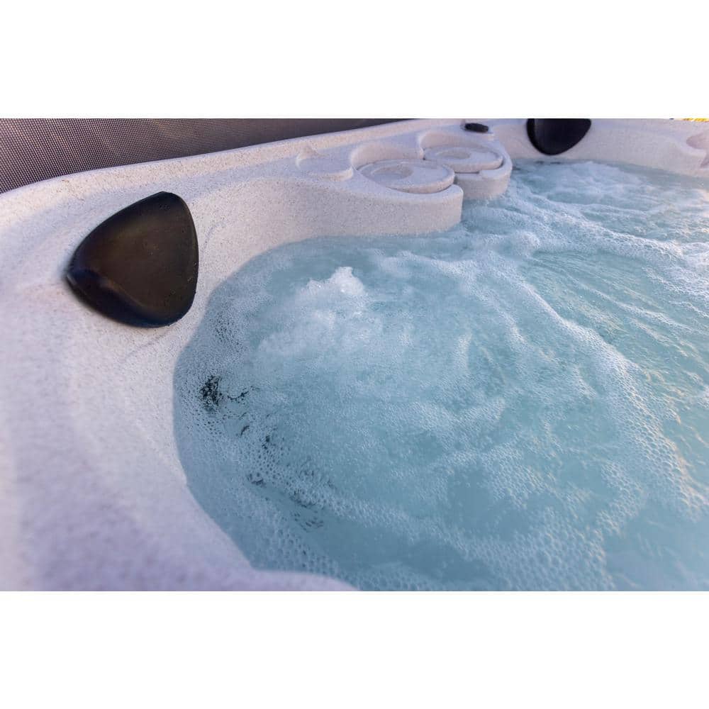Whitestone and Black Onyx 6-Person Square Hot Tub with Jets