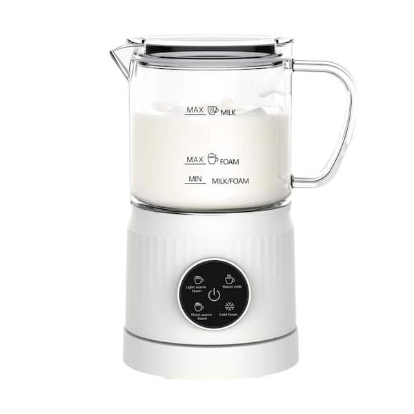4-in-1 Electric Milk Frother and Steamer with LED Touch, Ceramic Lined, Heats 13.52oz for Lattes, White