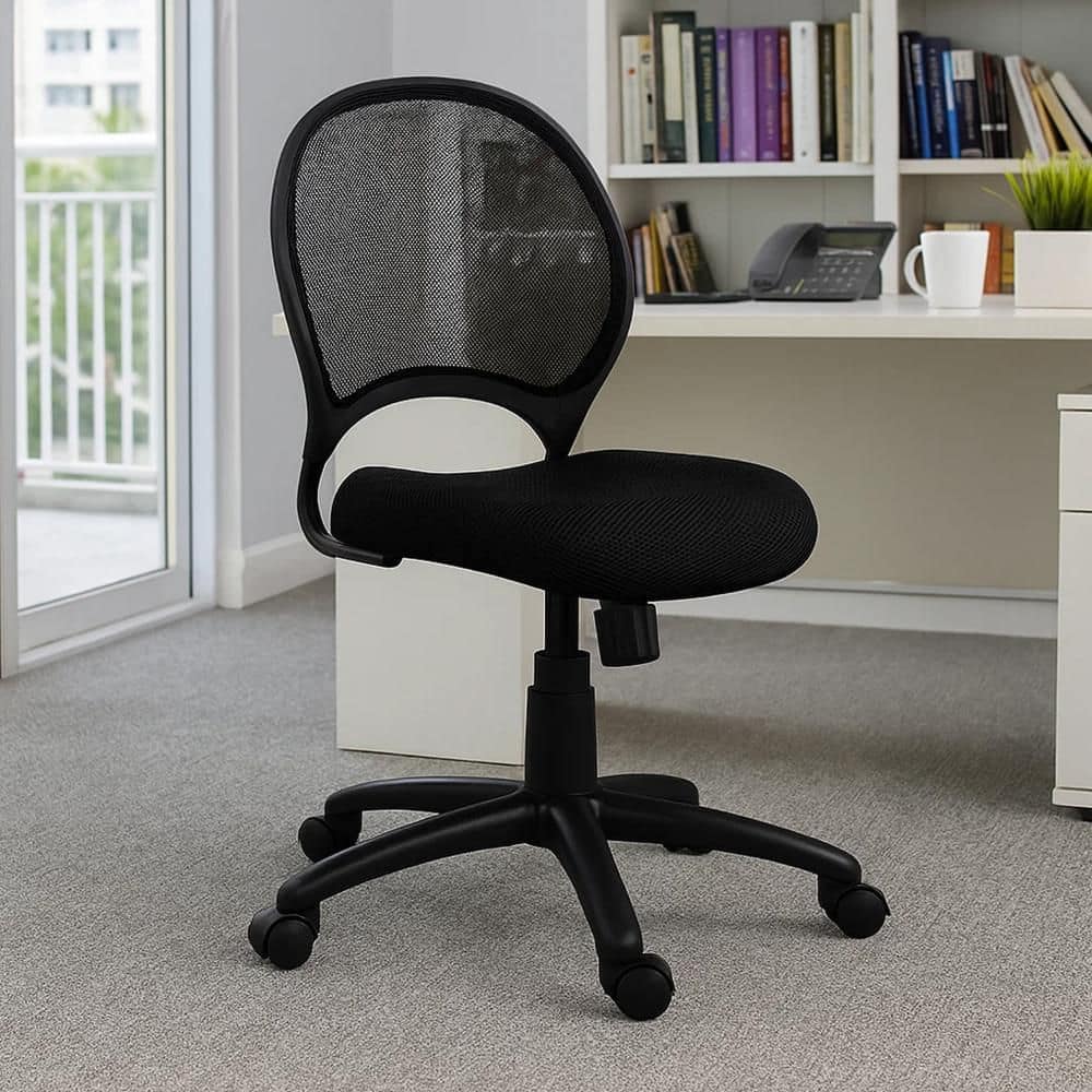 Lene Mesh Adjustable Office Task Chair in Black without Arms