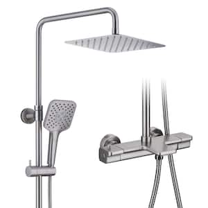 1-spray Dual Wall Mount 1.8 GPM in Brushed Nickle 9.8 in. Shower Head and Handheld Shower Head