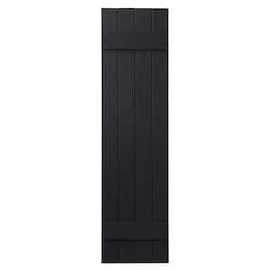 15 in. x 47 in. Polypropylene 4-Board Closed Board and Batten Shutters Pair in Black