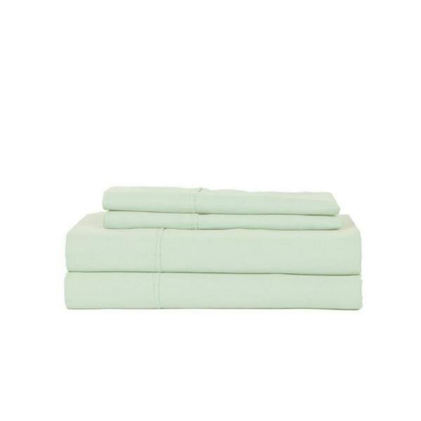 DEVONSHIRE COLLECTION OF NOTTINGHAM 4-Piece Celedon Solid 300 Thread Count Cotton Queen Sheet Set