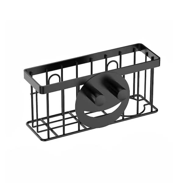 Black Stainless Steel Sink Caddy Organizer with Suction Cups Adhesive Strips for Sponge Soap Brush Scrubber