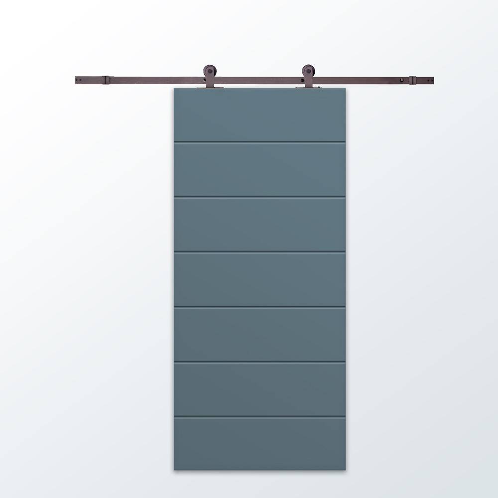30 in. x 84 in. Dignity Blue Painted Composite MDF Paneled Interior Sliding Barn Door with Hardware Kit price history on PriceWatchPro