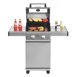 2-Burner Propane Gas Grill in Stainless with Clear View Lid and LED Controls