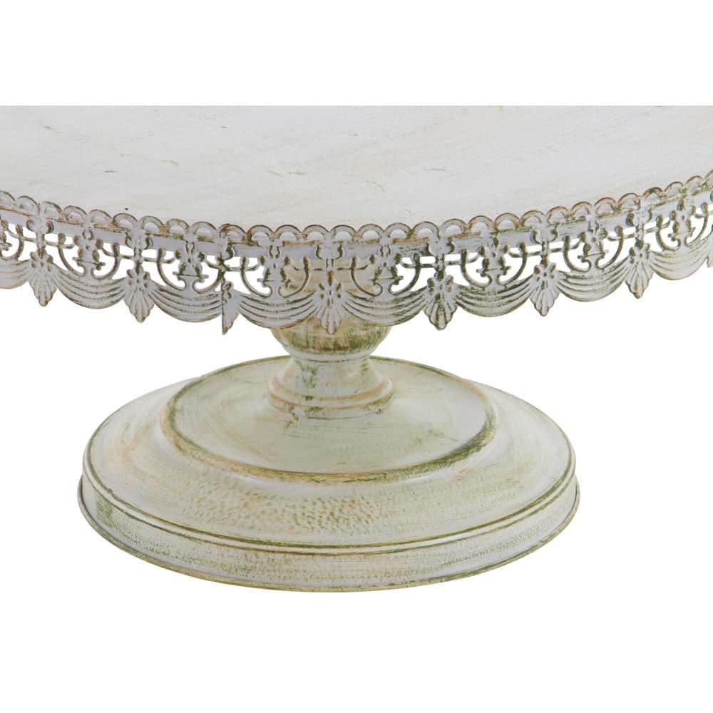 White Lace Inspired Ceramic Pedestal Cake Stand, 22"