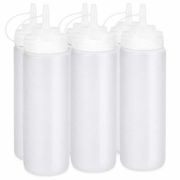 16 oz. Translucent Plastic Condiment Squeeze Bottles with Leak-Proof Caps, Pack of 6
