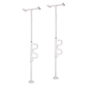 Security Pole and Curve Grab Bar, 7 ft. to 10 ft. Tension-Mounted Transfer Pole, (2-Pack) in White