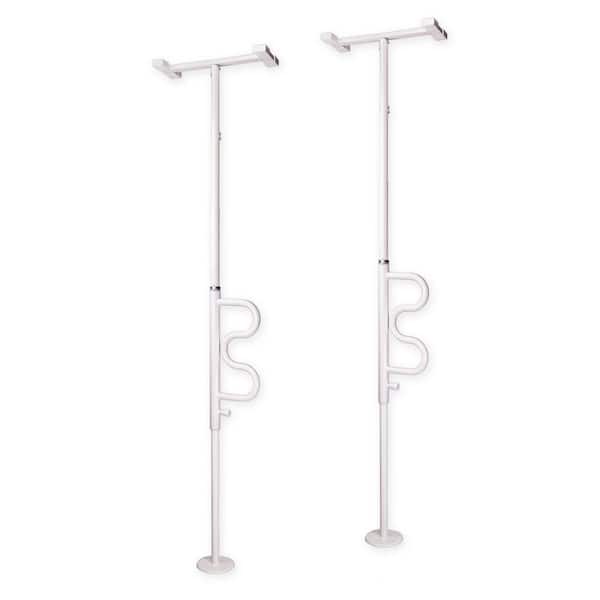 Stander Security Pole and Curve Grab Bar, 7 ft. to 10 ft. Tension-Mounted Transfer Pole, (2-Pack) in White